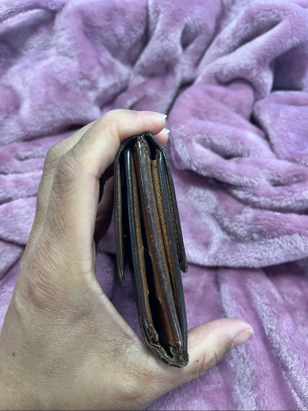 Louis Vuitton Brown Monogram Folding Wallet with Gold Snap